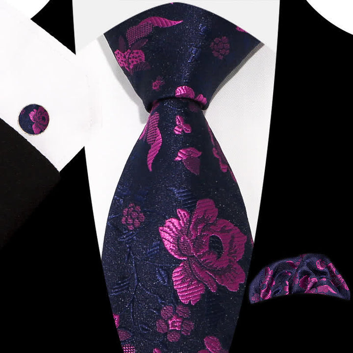 Ensemble de 3 cravates à motif floral exquis et gracieux pour hommes