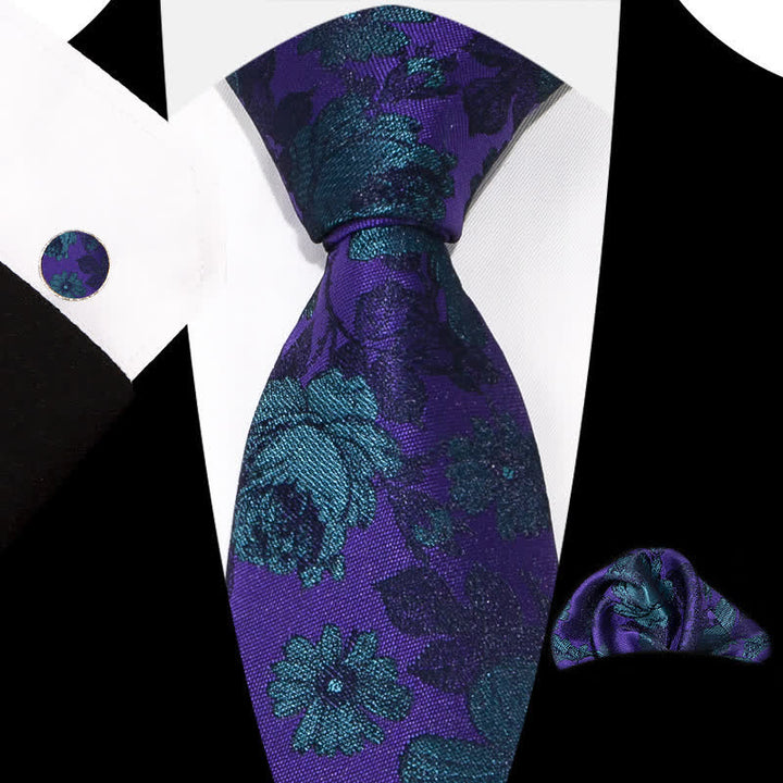 Ensemble de 3 cravates à motif floral exquis et gracieux pour hommes