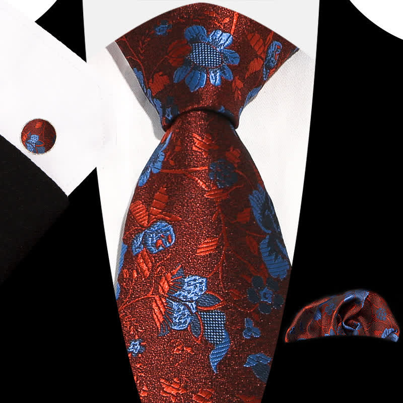 Ensemble de 3 cravates à motif floral exquis et gracieux pour hommes