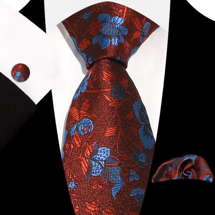 Ensemble de 3 cravates à motif floral exquis et gracieux pour hommes
