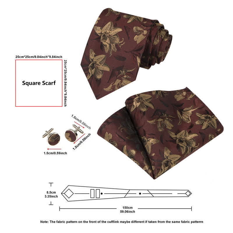 Ensemble de 3 cravates à motif floral exquis et gracieux pour hommes