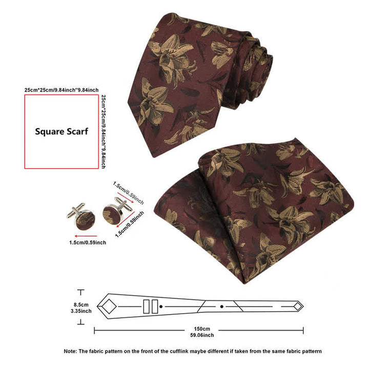 Ensemble de 3 cravates à motif floral exquis et gracieux pour hommes
