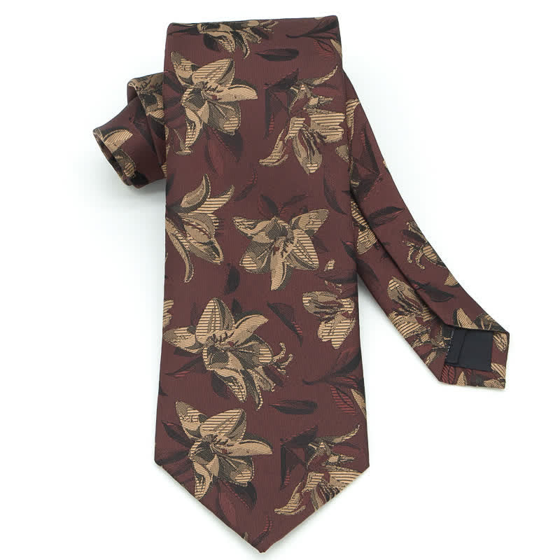 Ensemble de 3 cravates à motif floral exquis et gracieux pour hommes