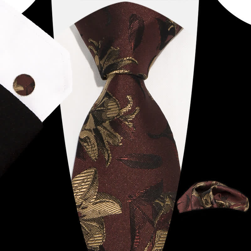 Ensemble de 3 cravates à motif floral exquis et gracieux pour hommes