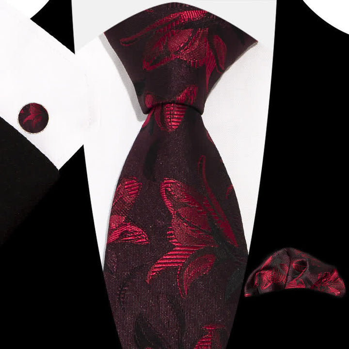 Ensemble de 3 cravates à motif floral exquis et gracieux pour hommes