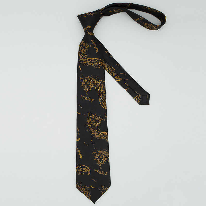 Ensemble de 3 cravates pour hommes avec broderies en cachemire exquises dorées et noires