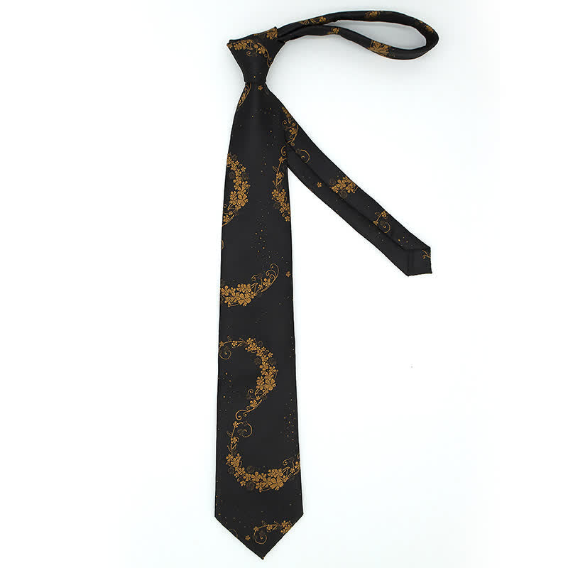 Ensemble de 3 cravates pour hommes avec broderies en cachemire exquises dorées et noires