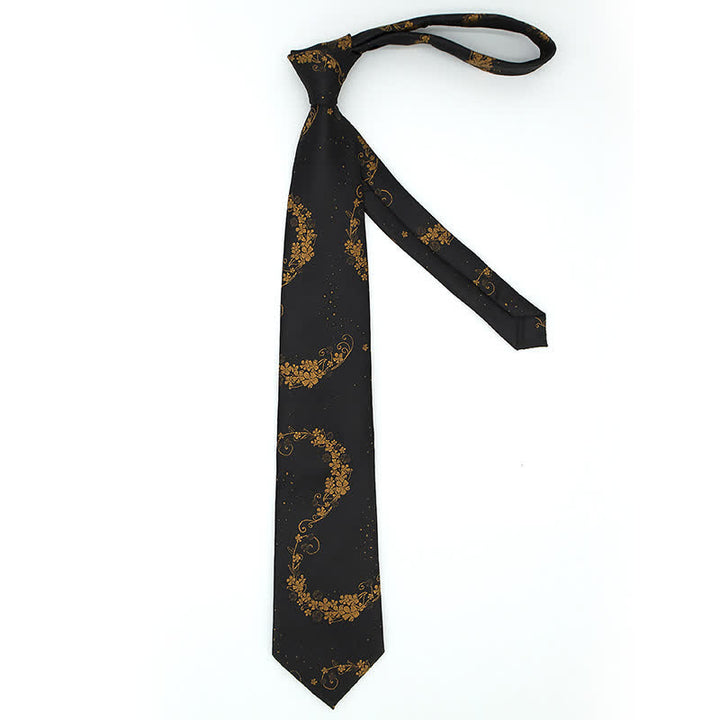 Ensemble de 3 cravates pour hommes avec broderies en cachemire exquises dorées et noires