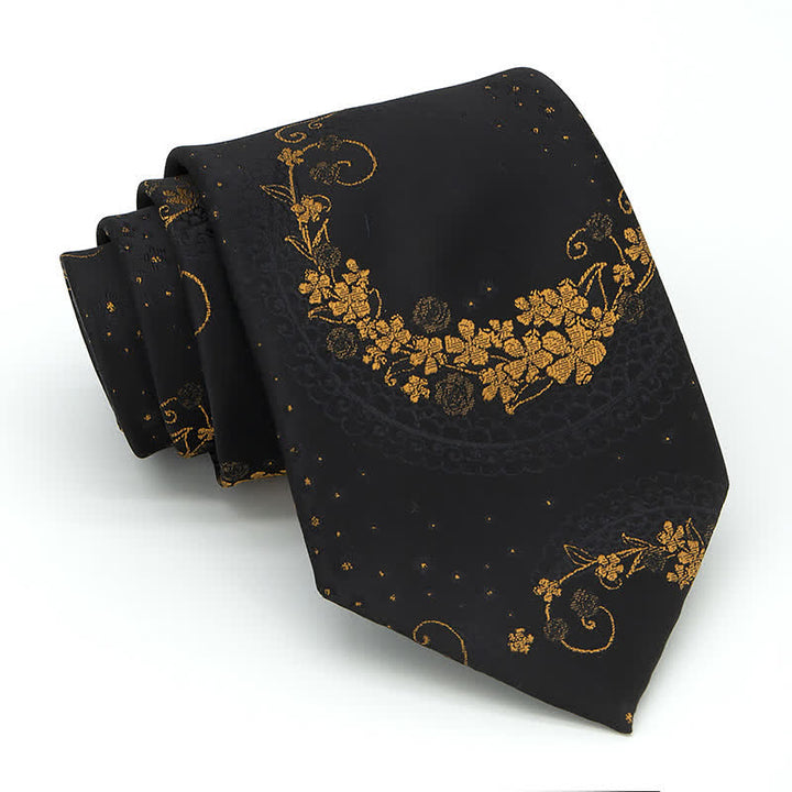 Ensemble de 3 cravates pour hommes avec broderies en cachemire exquises dorées et noires