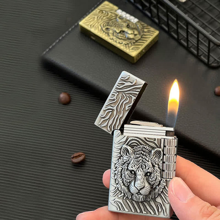 Briquet au butane rechargeable en forme de tête de tigre