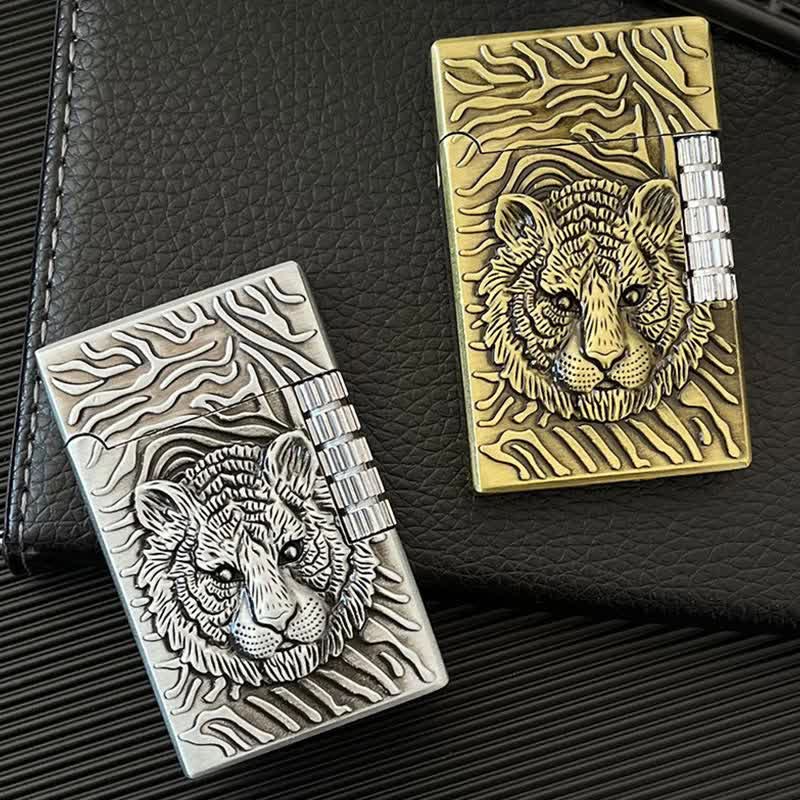 Briquet au butane rechargeable en forme de tête de tigre