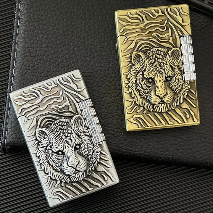 Briquet au butane rechargeable en forme de tête de tigre