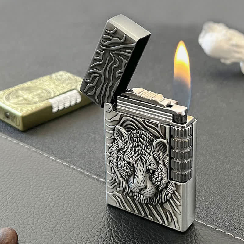 Briquet au butane rechargeable en forme de tête de tigre