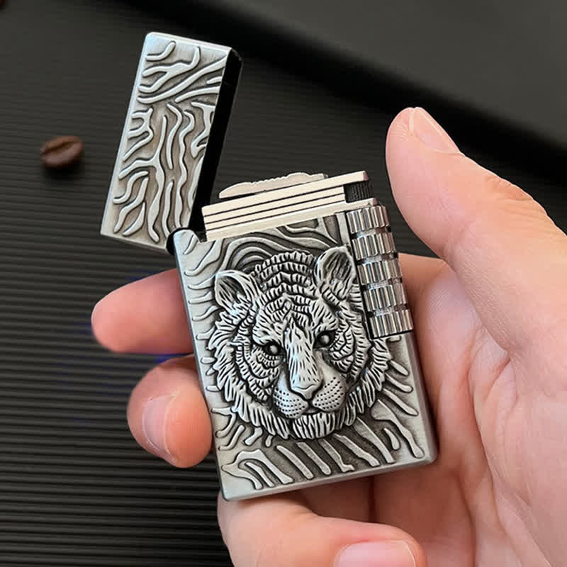 Briquet au butane rechargeable en forme de tête de tigre