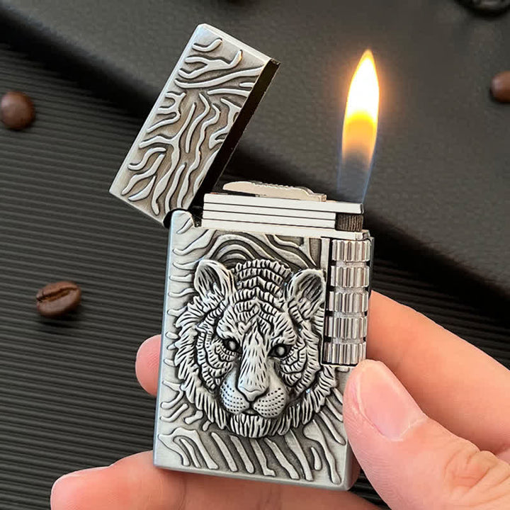 Briquet au butane rechargeable en forme de tête de tigre