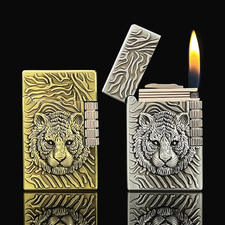 Briquet au butane rechargeable en forme de tête de tigre
