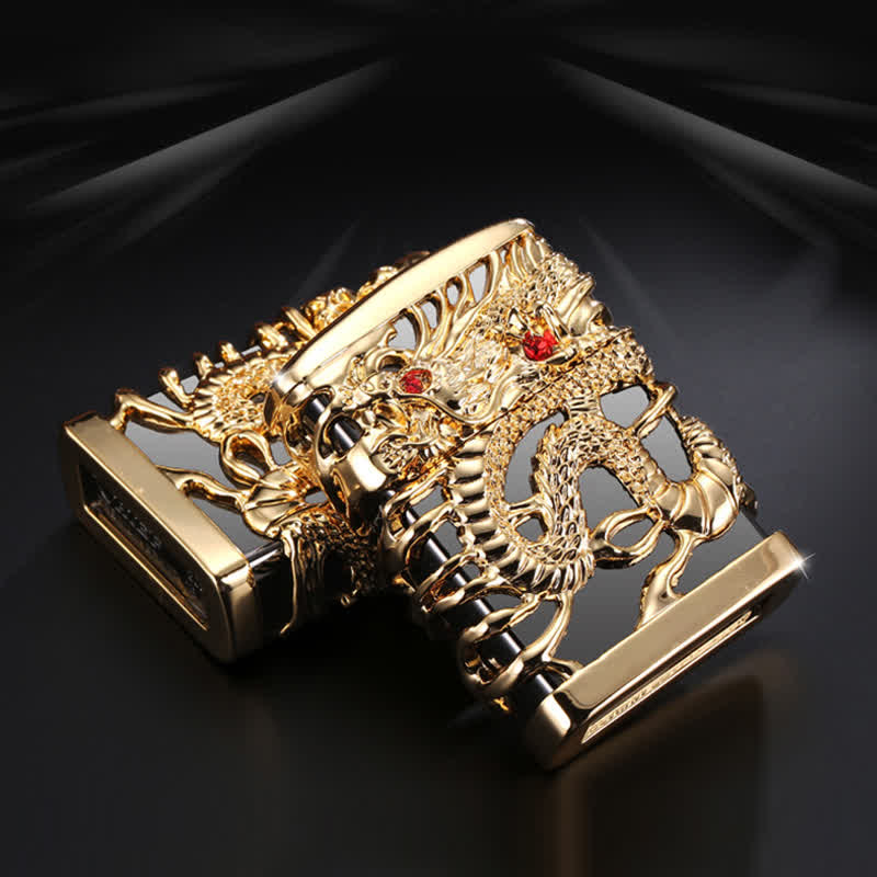 Briquet à pétrole rechargeable en forme de dragon dominant sculpté
