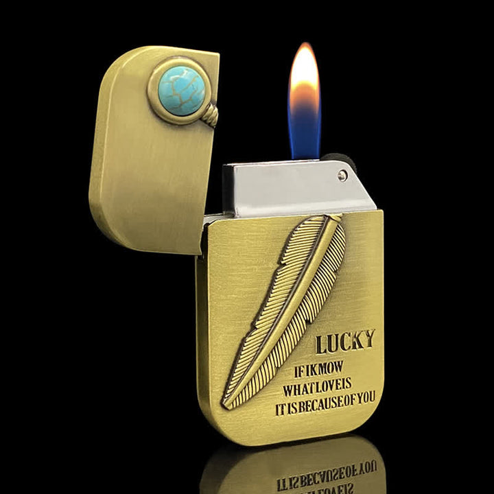Briquet butane rechargeable Plume Relief en fausse turquoise
