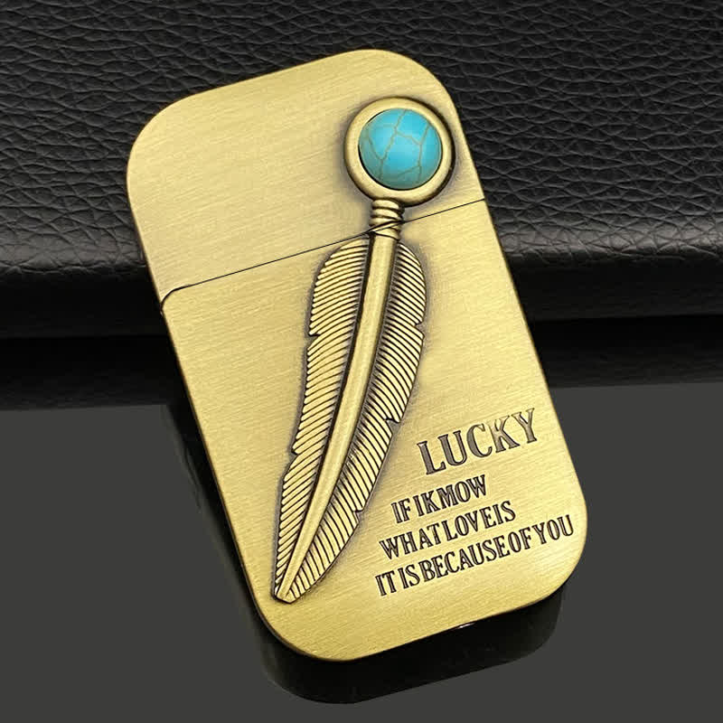 Briquet butane rechargeable Plume Relief en fausse turquoise