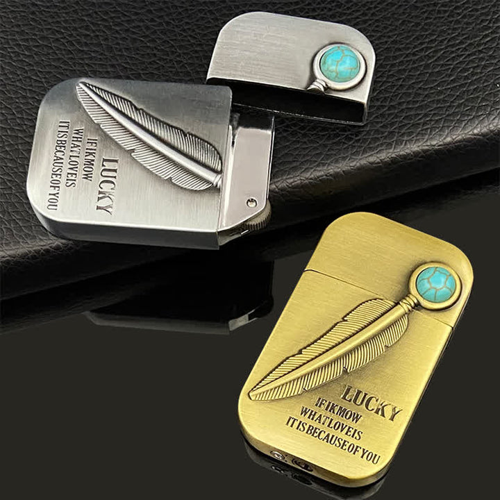 Briquet butane rechargeable Plume Relief en fausse turquoise