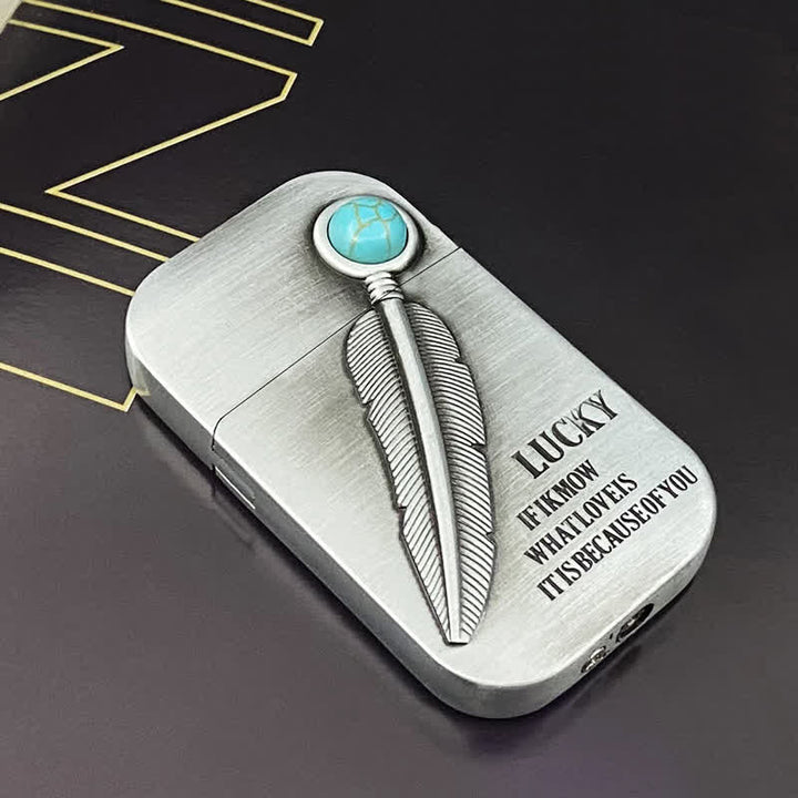Briquet butane rechargeable Plume Relief en fausse turquoise