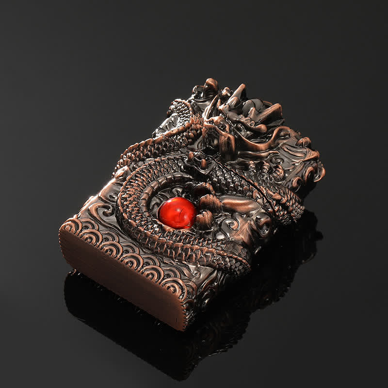 Briquet à huile rechargeable au design rétro sculpté en forme de dragon