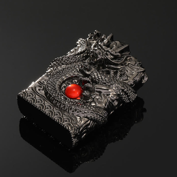 Briquet à huile rechargeable au design rétro sculpté en forme de dragon