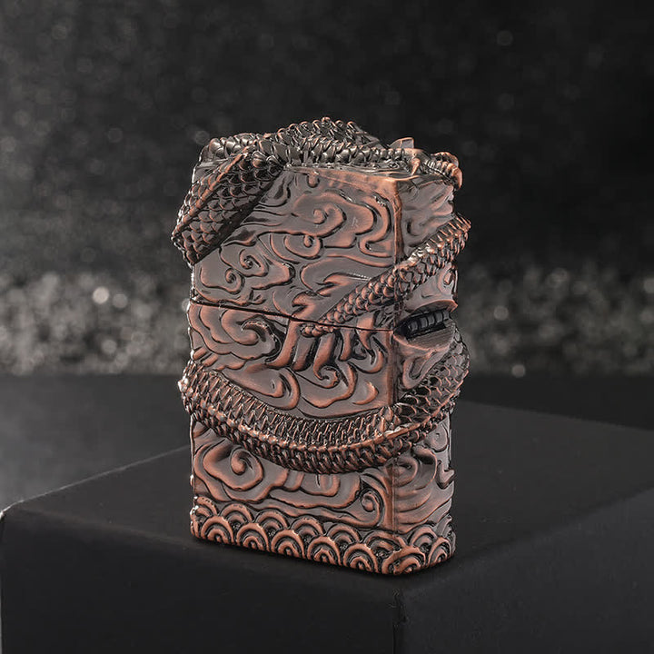 Briquet à huile rechargeable au design rétro sculpté en forme de dragon
