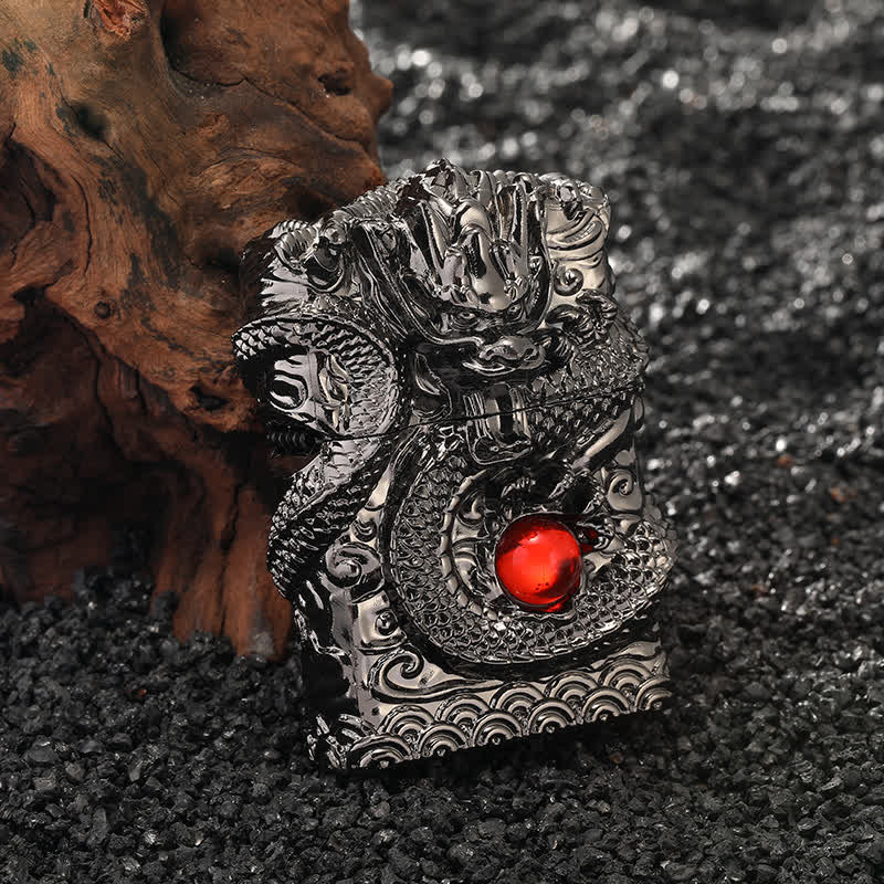 Briquet à huile rechargeable au design rétro sculpté en forme de dragon