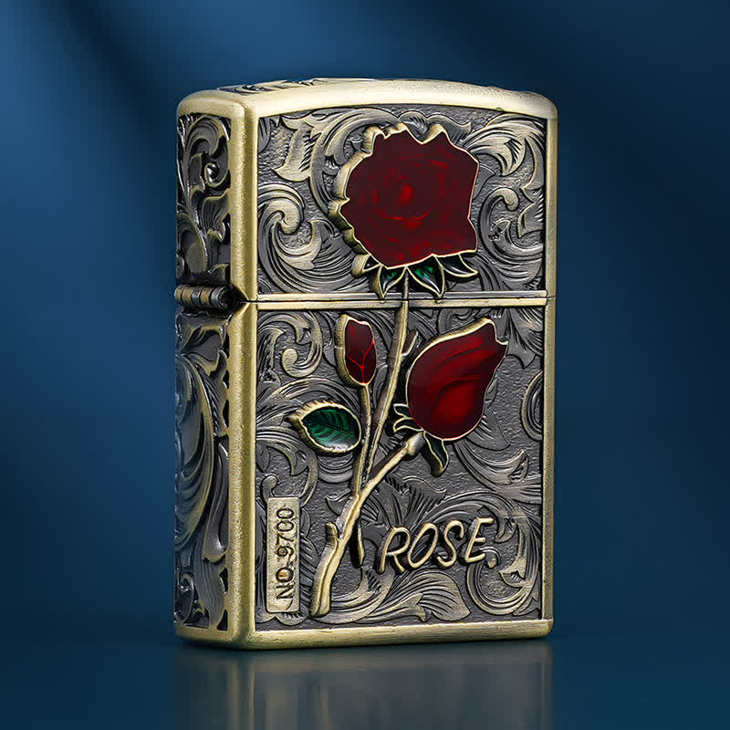 Briquet à pétrole rechargeable portable en forme de roses