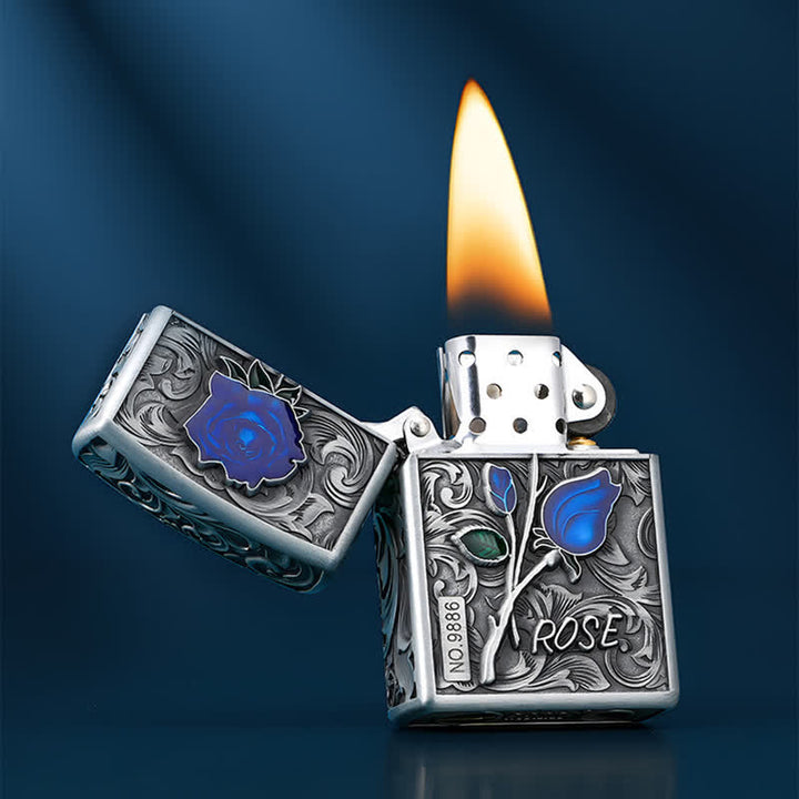 Briquet à pétrole rechargeable portable en forme de roses
