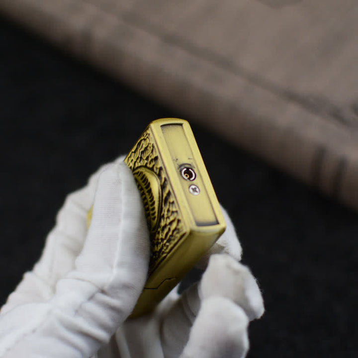 Briquet au butane rechargeable à motif tête de mort de grande taille
