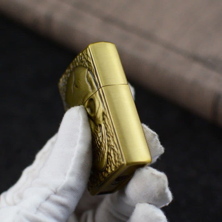 Briquet au butane rechargeable à motif tête de mort de grande taille