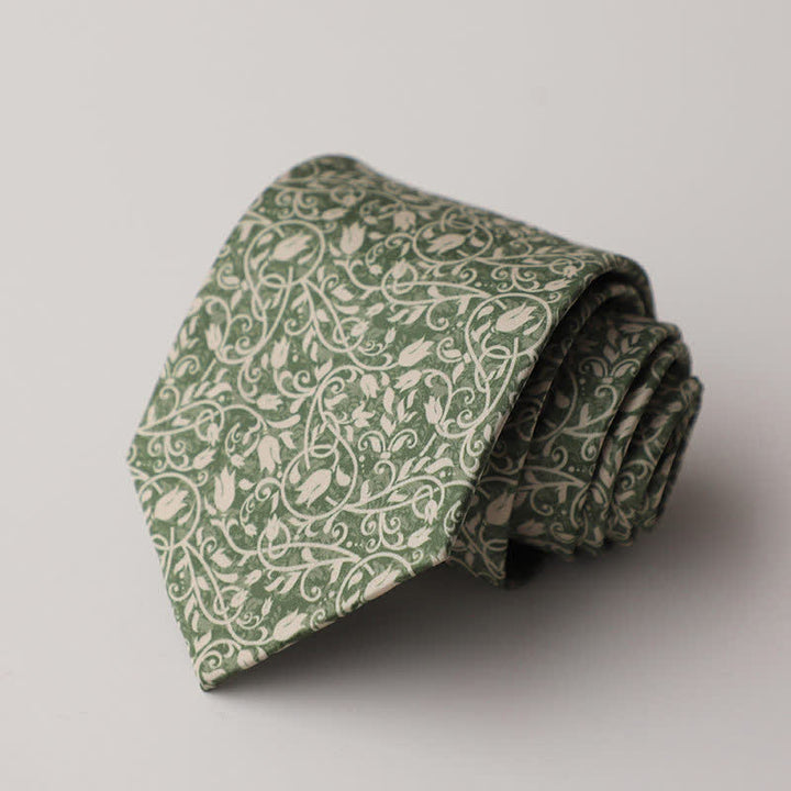 Cravate botanique pour homme à motif de vignes vertes fraîches