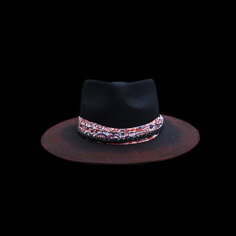 Ceinture à bande Paisley rouge amusante, chapeau de cowboy noir - image 3
