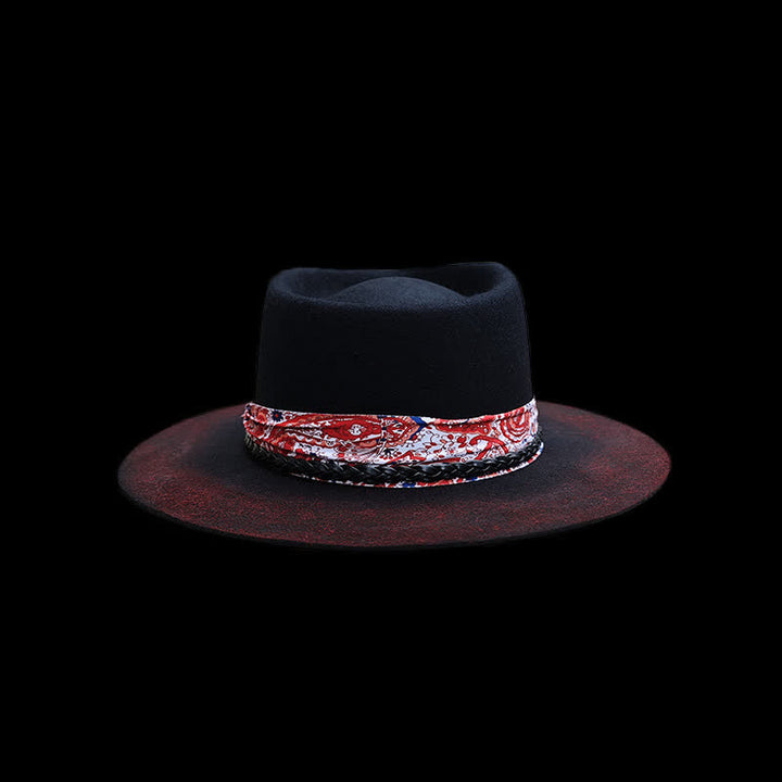 Ceinture à bande Paisley rouge amusante, chapeau de cowboy noir - image 4