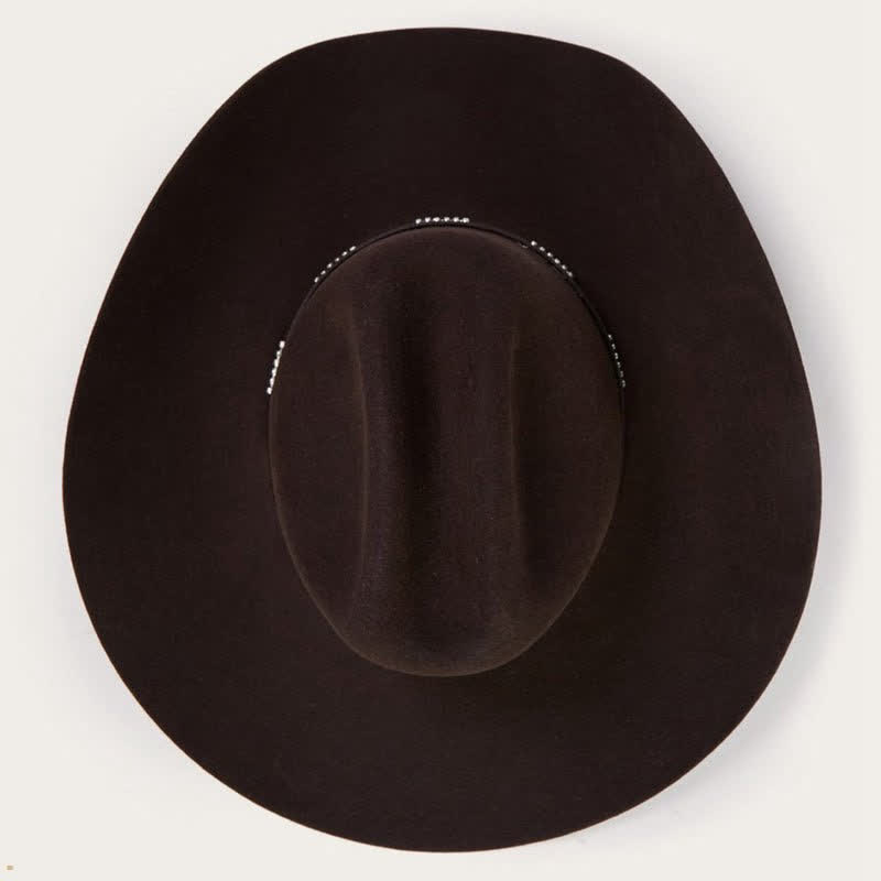 Chapeau de cowboy à large bord simple de couleur café unie