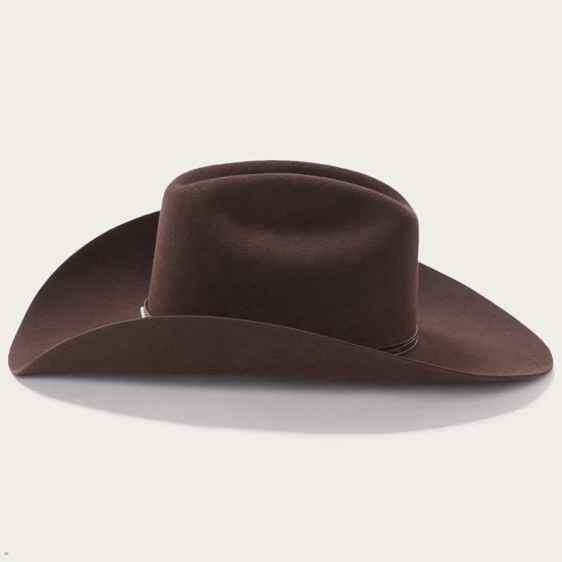 Chapeau de cowboy à large bord simple de couleur café unie