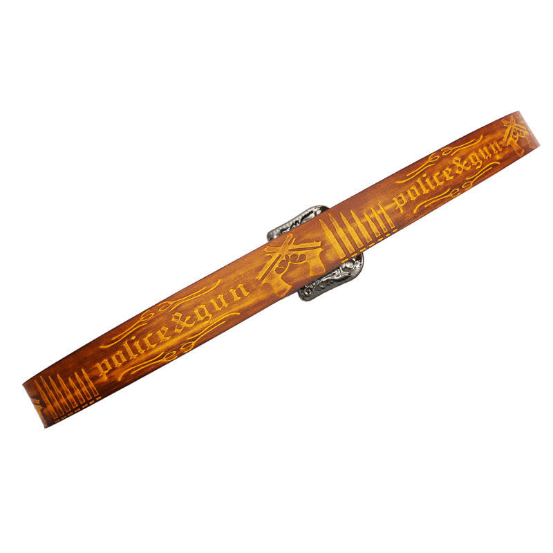 Ceinture en cuir avec boucle en strass et motif balle de pistolet