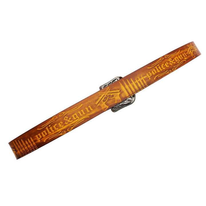 Ceinture en cuir avec boucle en strass et motif balle de pistolet