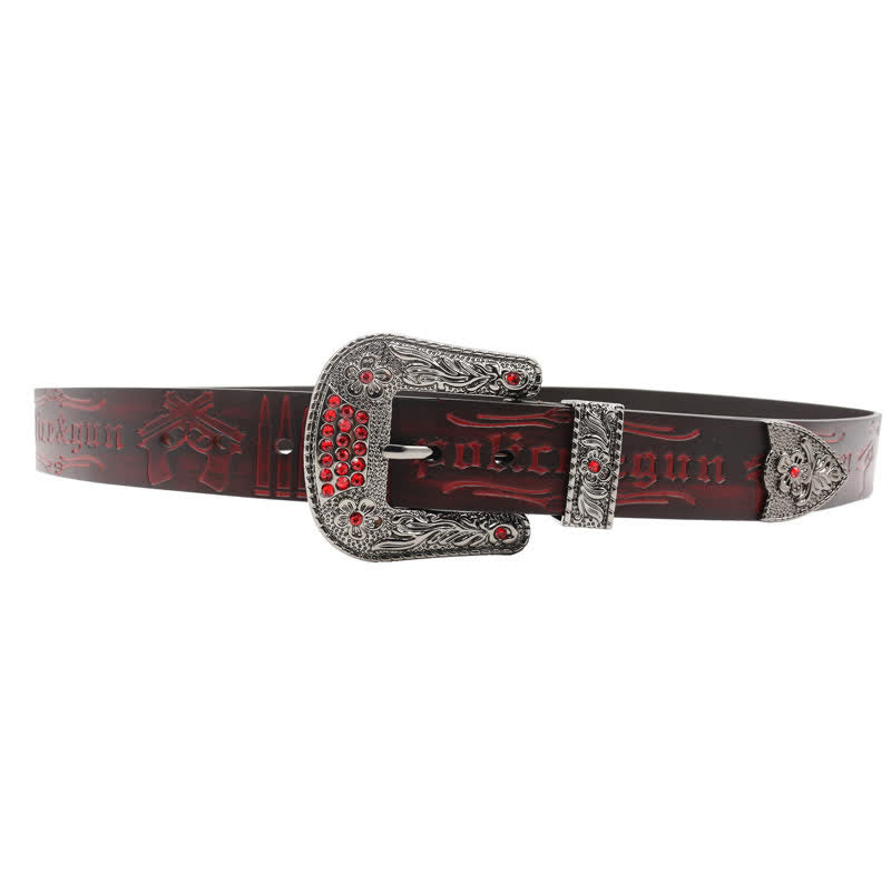 Ceinture en cuir avec boucle en strass et motif balle de pistolet