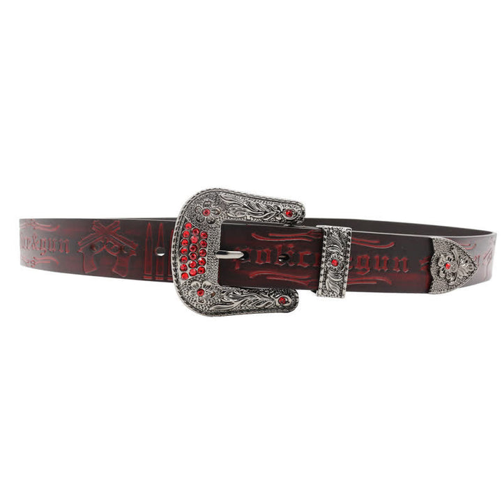 Ceinture en cuir avec boucle en strass et motif balle de pistolet