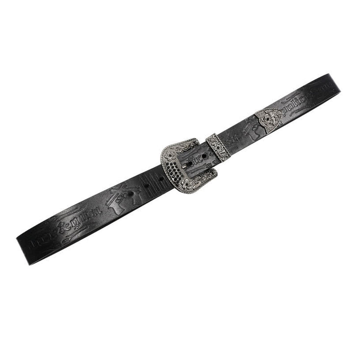 Ceinture en cuir avec boucle en strass et motif balle de pistolet
