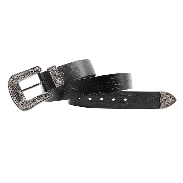 Ceinture en cuir avec boucle en strass et motif balle de pistolet