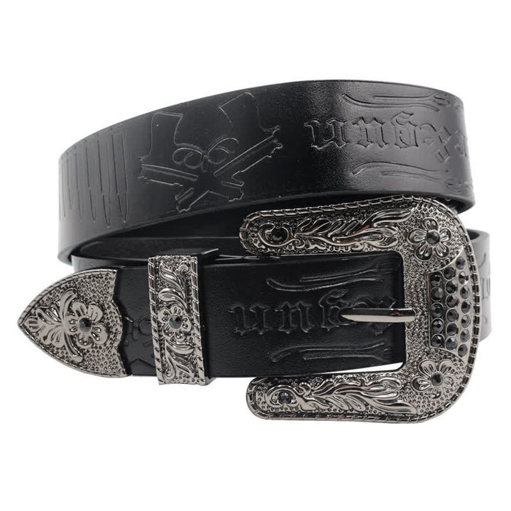 Ceinture en cuir avec boucle en strass et motif balle de pistolet