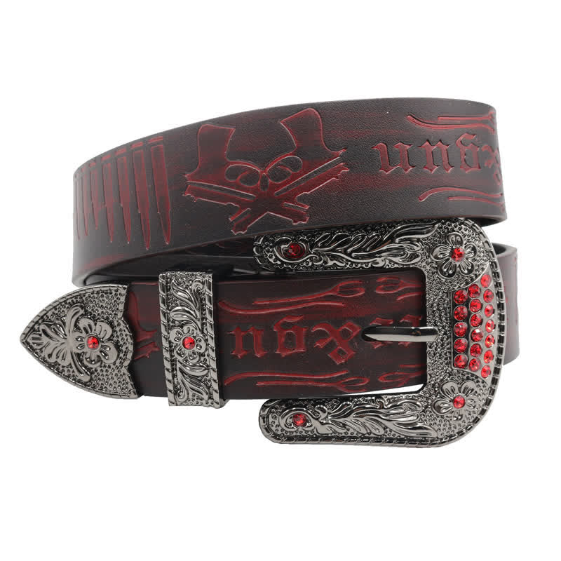 Ceinture en cuir avec boucle en strass et motif balle de pistolet
