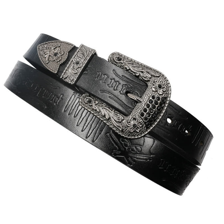 Ceinture en cuir avec boucle en strass et motif balle de pistolet