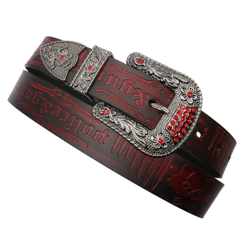 Ceinture en cuir avec boucle en strass et motif balle de pistolet