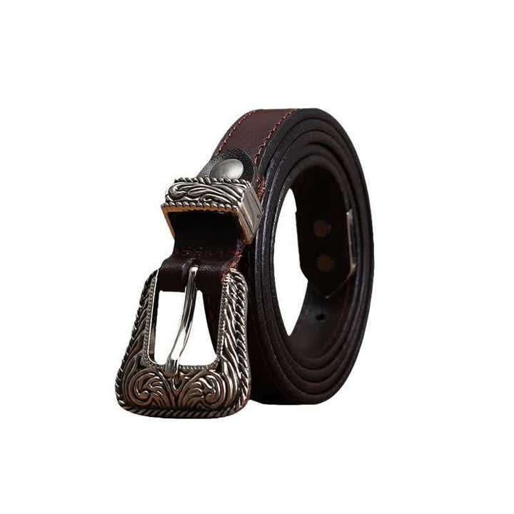 Ceinture en cuir de vachette fine au design polyvalent classique de style western