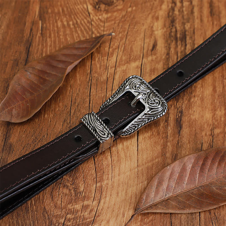 Ceinture en cuir de vachette fine au design polyvalent classique de style western